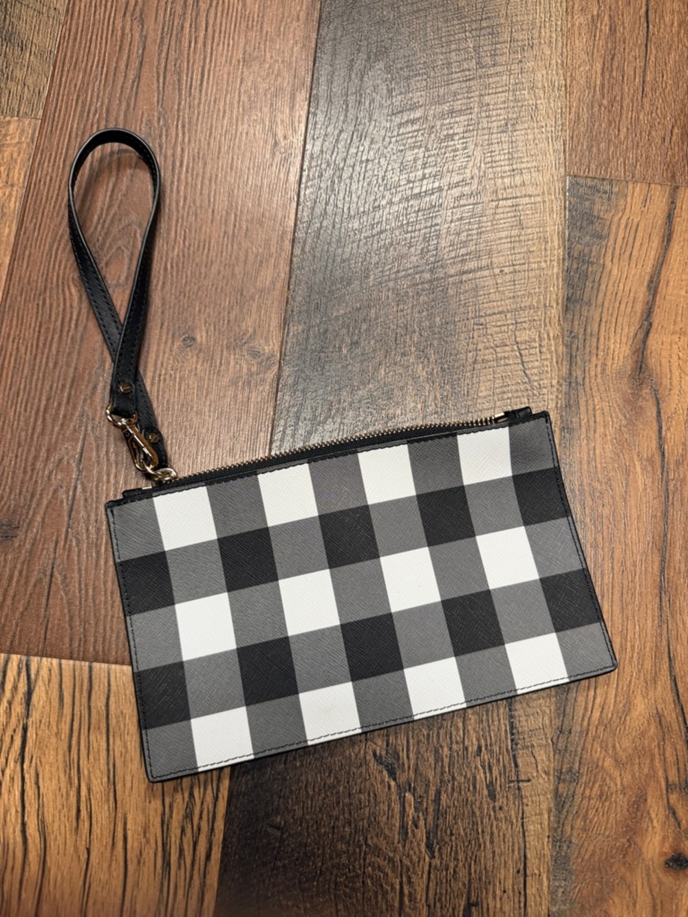 NWOT Vintage Michael Kors Black and White Checkered Wristlet Pouch - Picture 5 of 8